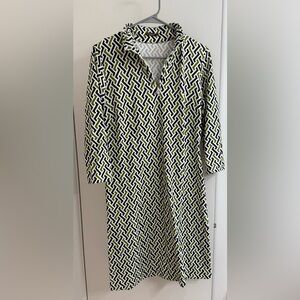 J. McLaughlin Zigzag Pattern Dress in Green and Navy